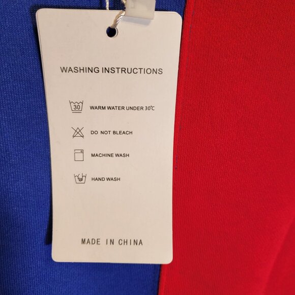 Zesica Long Sleeve Oversized Colorblock Sweatshirt Small Red/Blue NEW - Picture 6 of 8